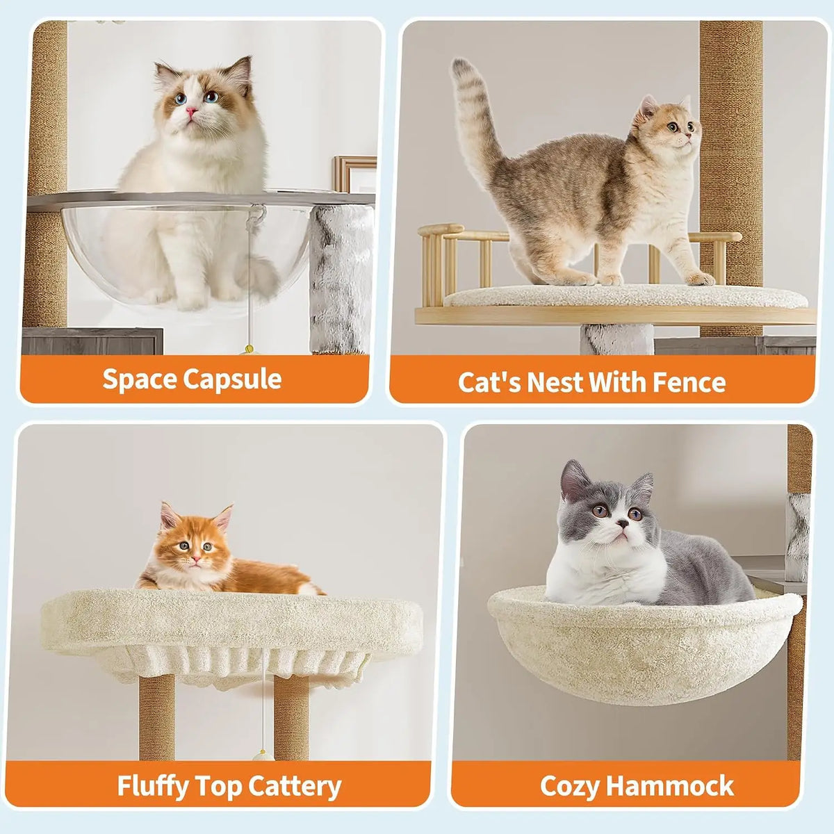 Multi Level Cat Tree Hidden Litter Box Sisal Scratching Posts