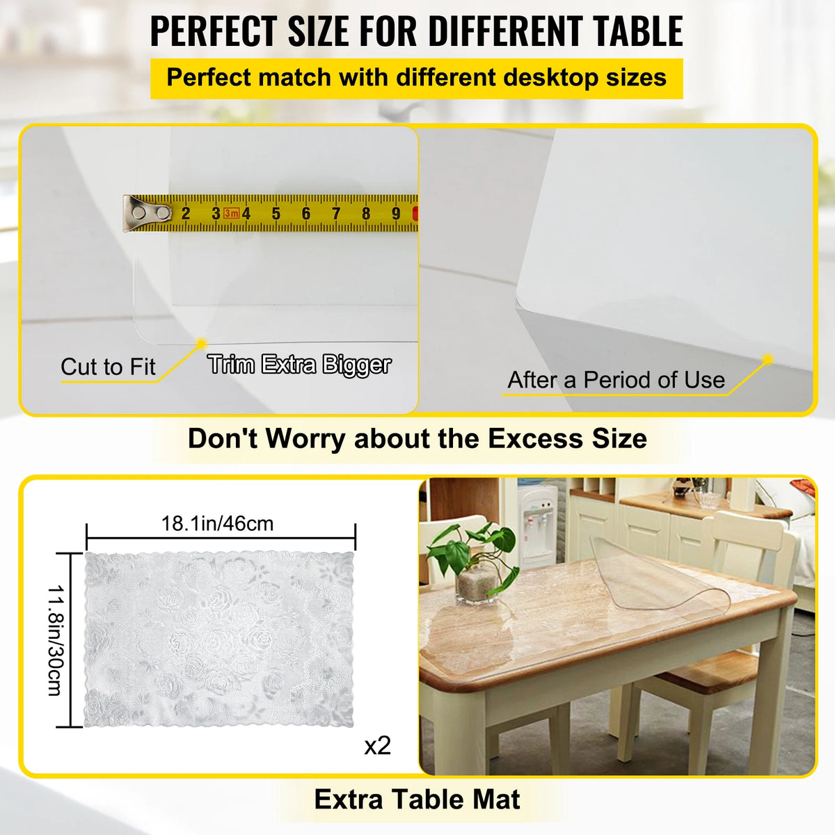SucceBuy Transparent PVC Tablecloth Waterproof Desk Protector for Dining Tables