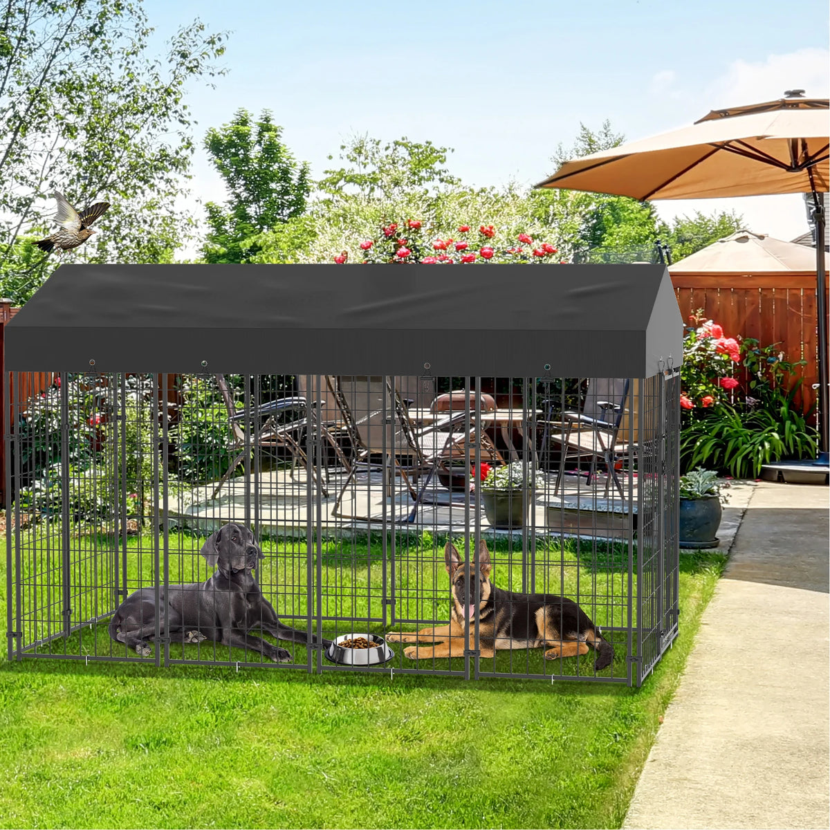 Bingopaw Outdoor Dog Kennel With Waterproof Canopy Cover