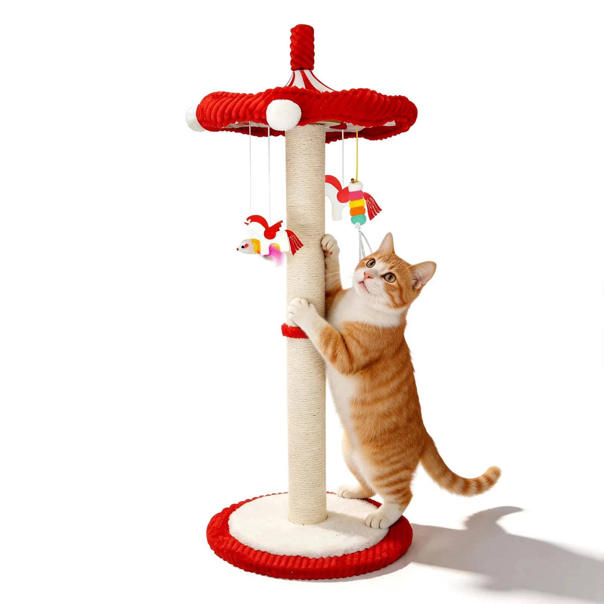 CWV Carousel Cat Scratching Post Featuring Rotating Interactive Toys
