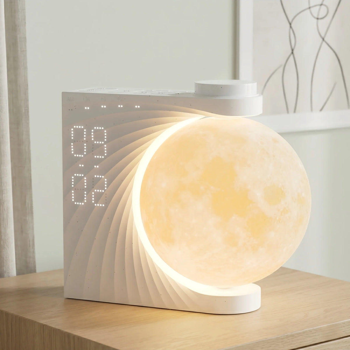 Reteyung Moon Lamp Sunrise Alarm Clock With White Noise Timer