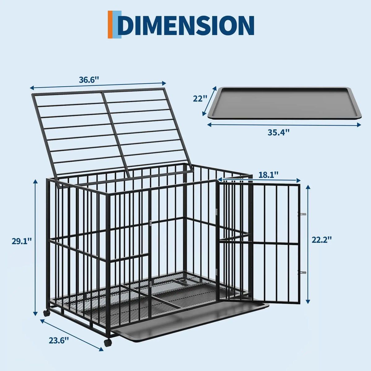 Anixol Heavy Duty Stainless Steel Dog Crate With Lockable Wheels