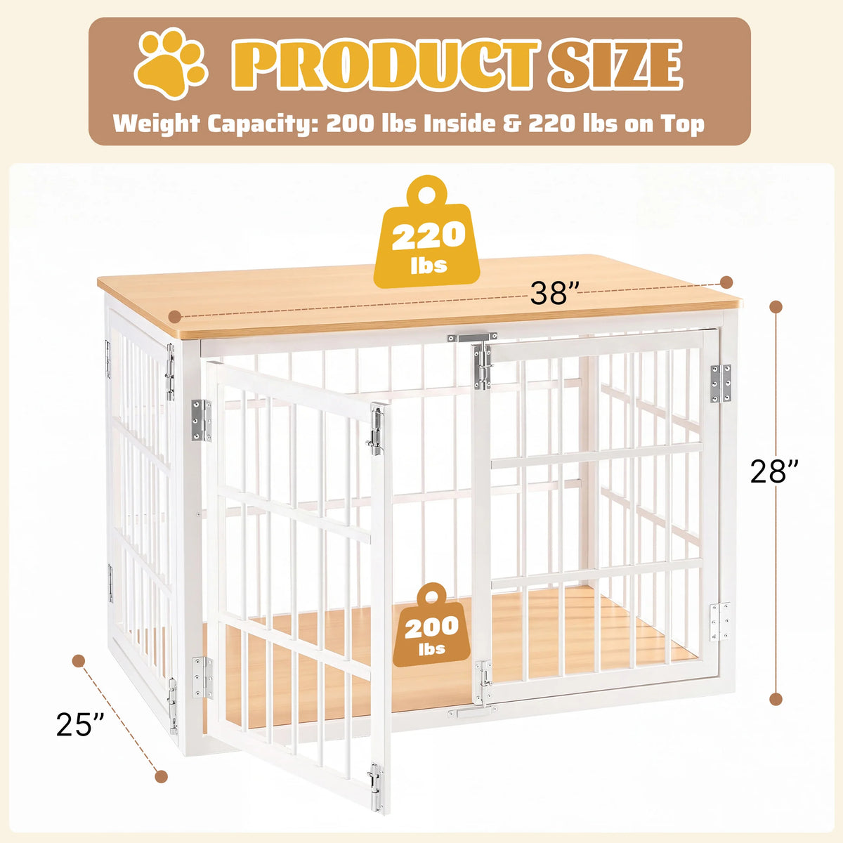 JHK Heavy Duty Dog Kennel With Double Lock Doors And Wood Frame