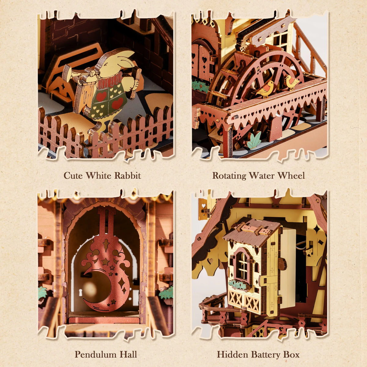 ROKR Wooden 3D Puzzle Cuckoo Clock Mechanical Model Building Kit
