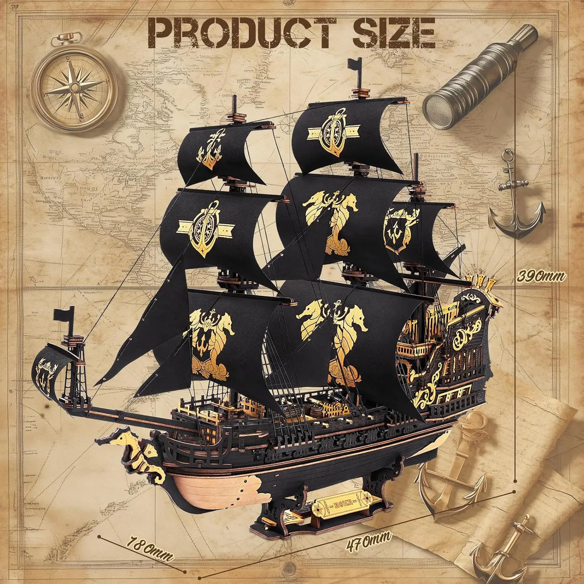 Robotime Rokr Seahouse Barque 3D Wooden Puzzle Model Kit