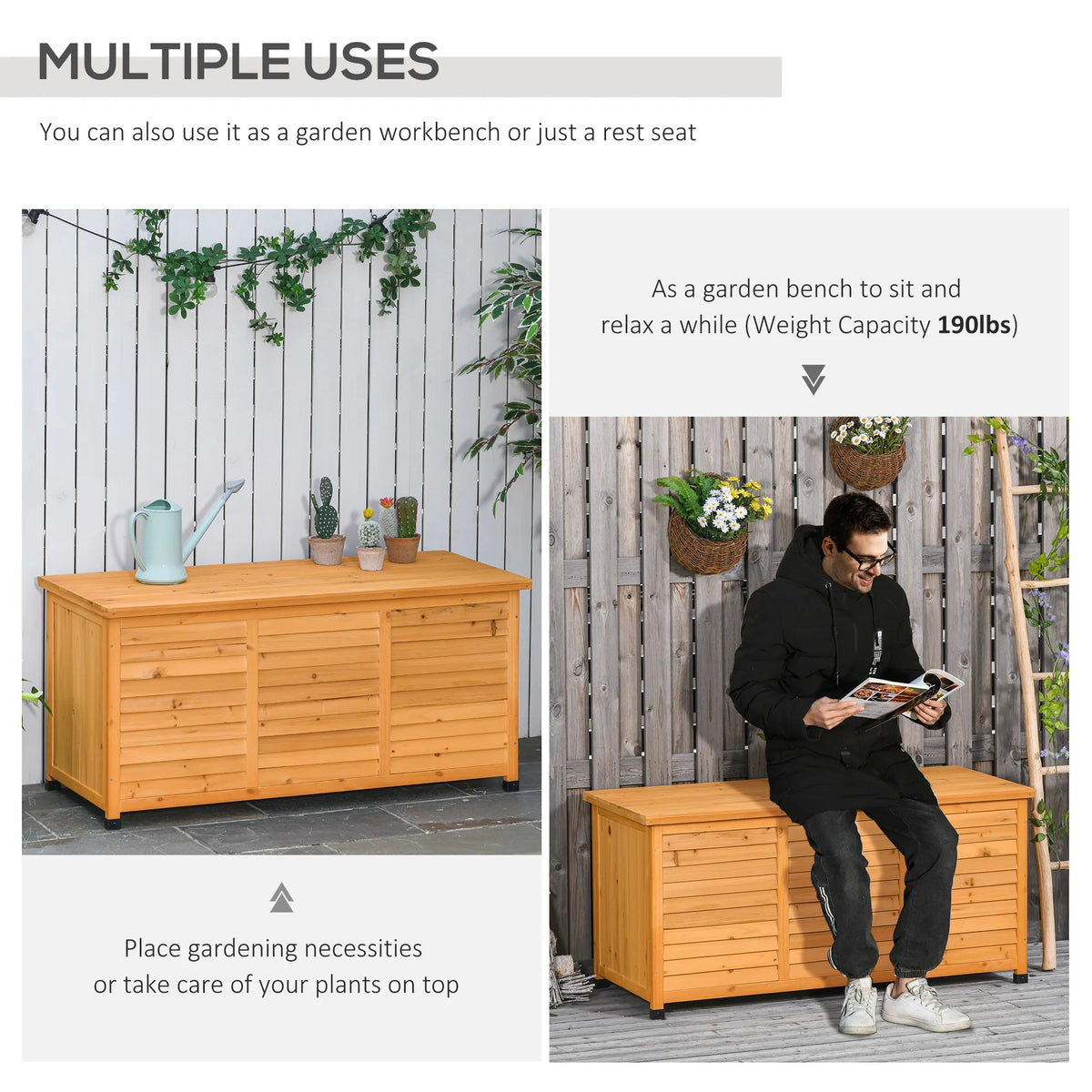 Outsunny Weather Resistant Outdoor Storage Box For Backyard Deck