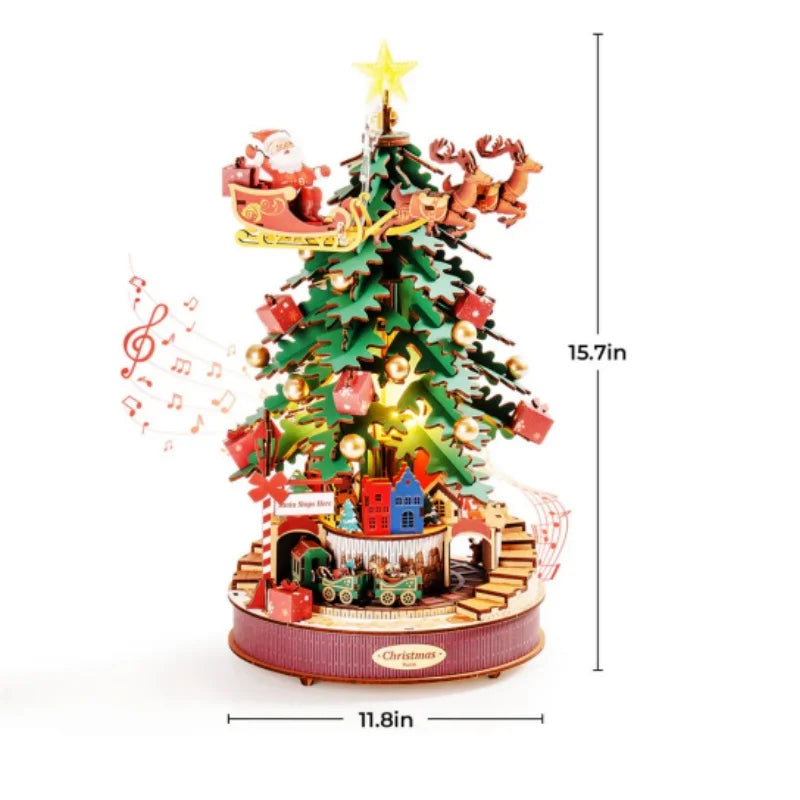 Robotime Christmas Melody Tree 3D Wooden Music Box Puzzle Adults