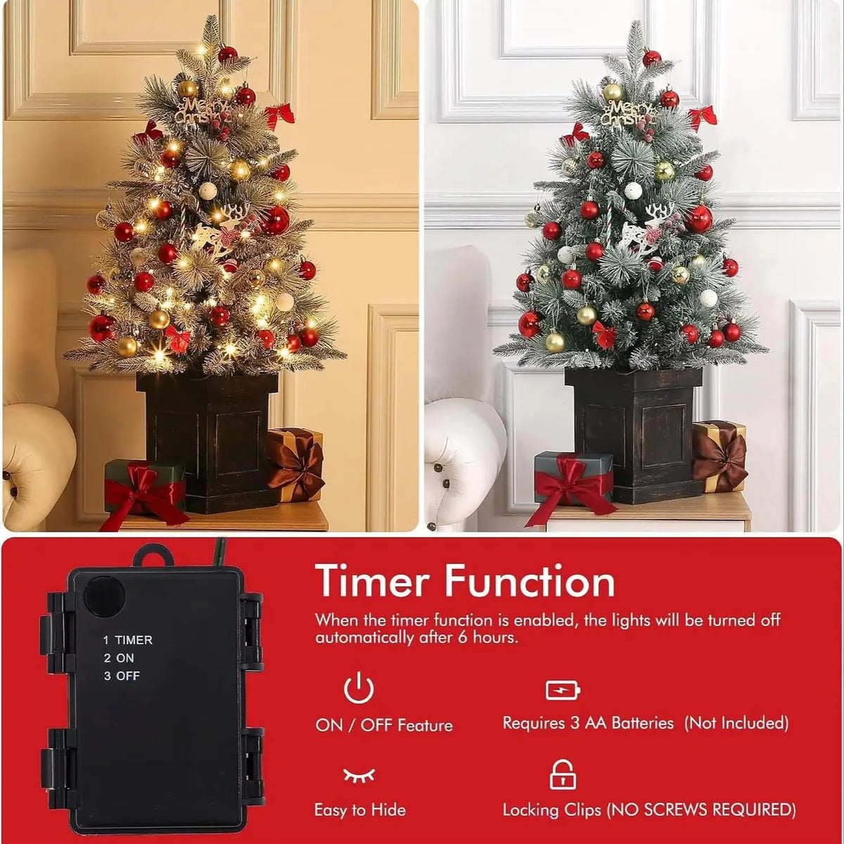 Pre Lit Artificial Christmas Tree With Timer For Seasonal Decor
