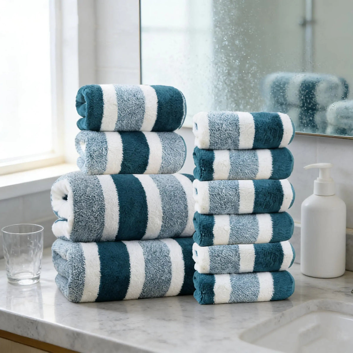 Luxurious Bath Towel Set Featuring Quick Dry Absorbent Plush Comfort