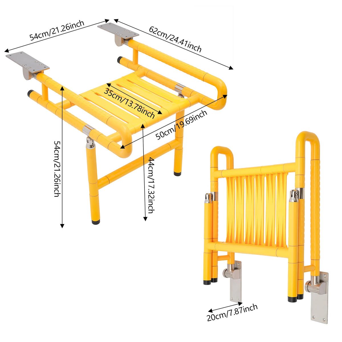Modern Wall Mounted Folding Shower Seat With Stainless Frame