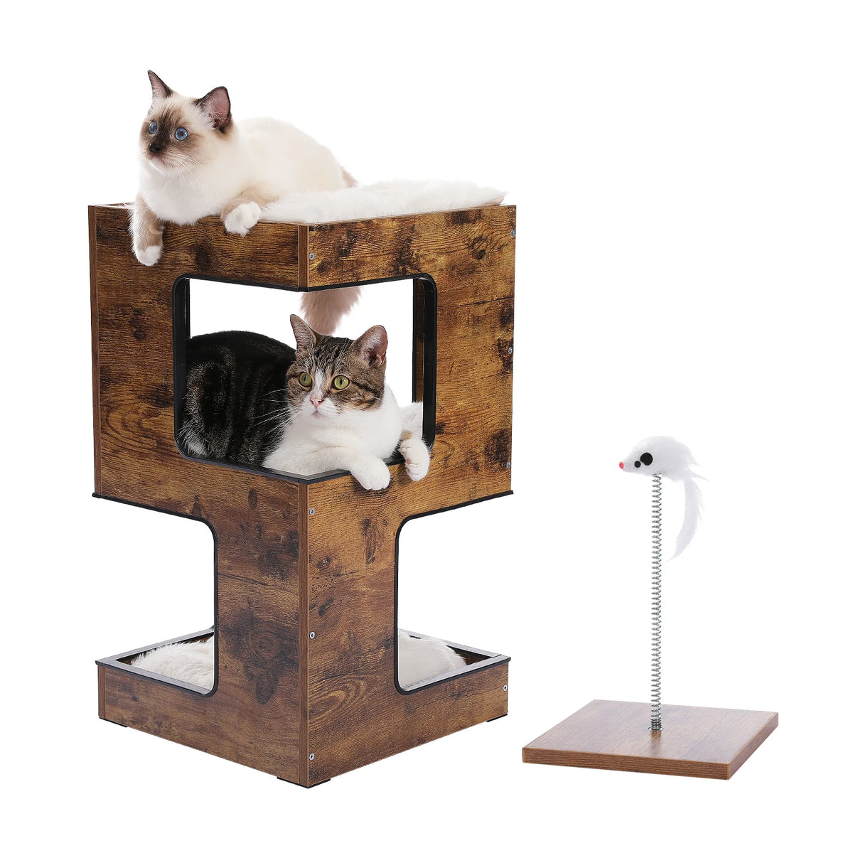 PAWZ Road Wood Cat Condo With Integrated Scratching Pad