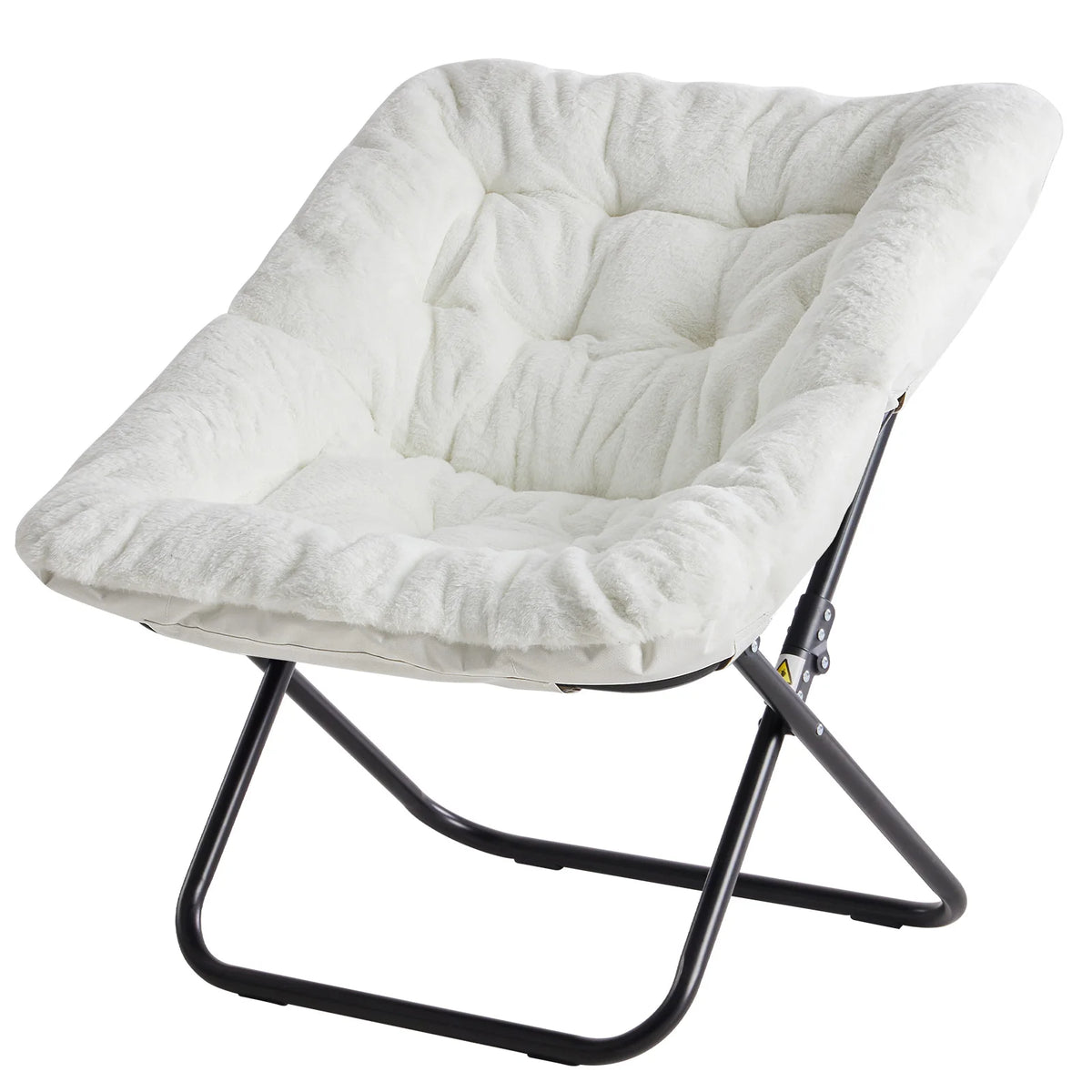 JHK Cozy Faux Fur Saucer Chair With Padded Metal Frame