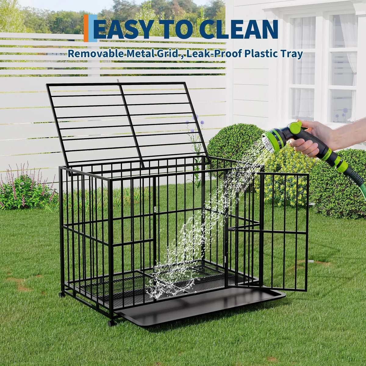 Anixol Heavy Duty Stainless Steel Dog Crate With Lockable Wheels