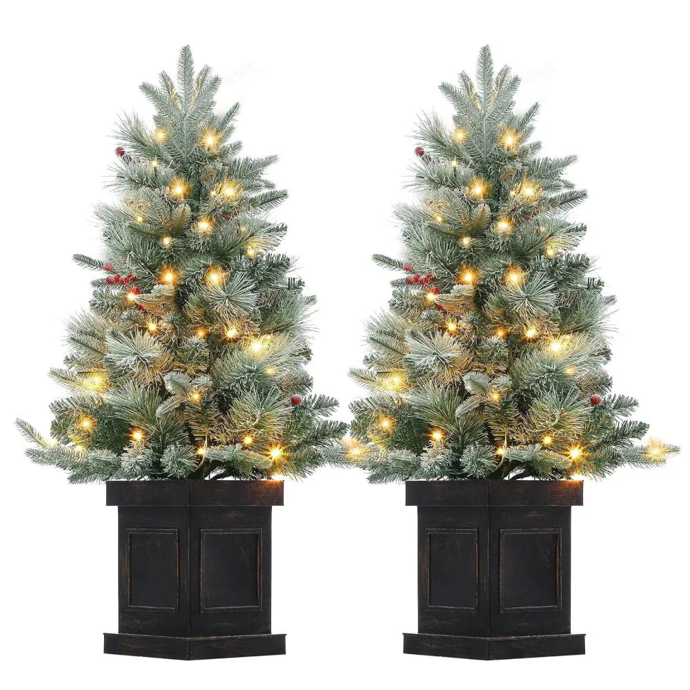 Pre Lit Artificial Christmas Tree With Timer For Seasonal Decor