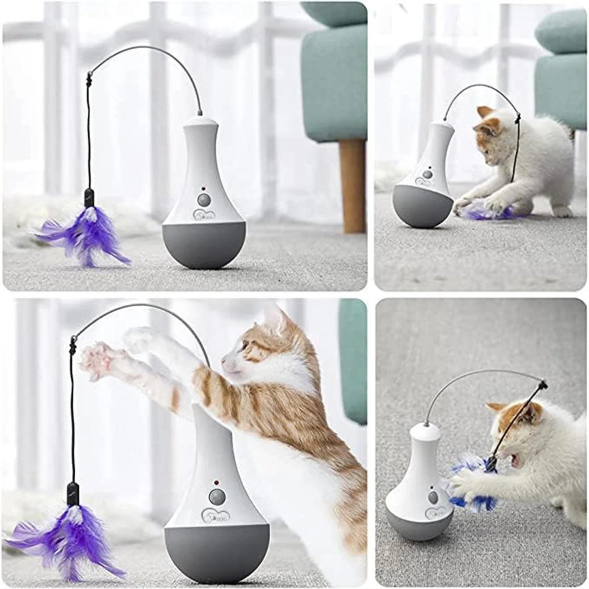 Automatic Rotating Feather Interactive Cat Teaser Toy