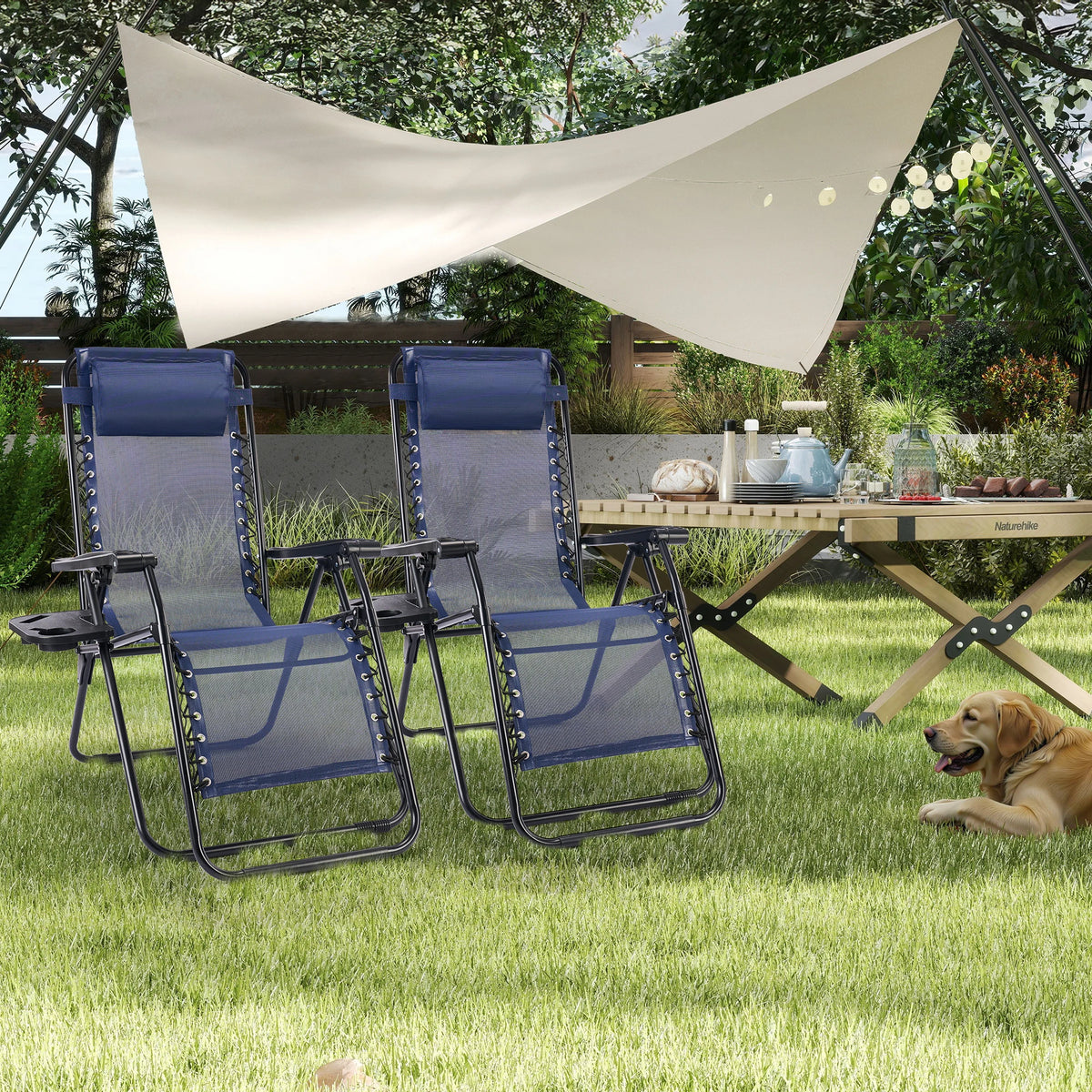 JHK Outdoor Portable Zero Gravity Recliner Lounge Chair Set