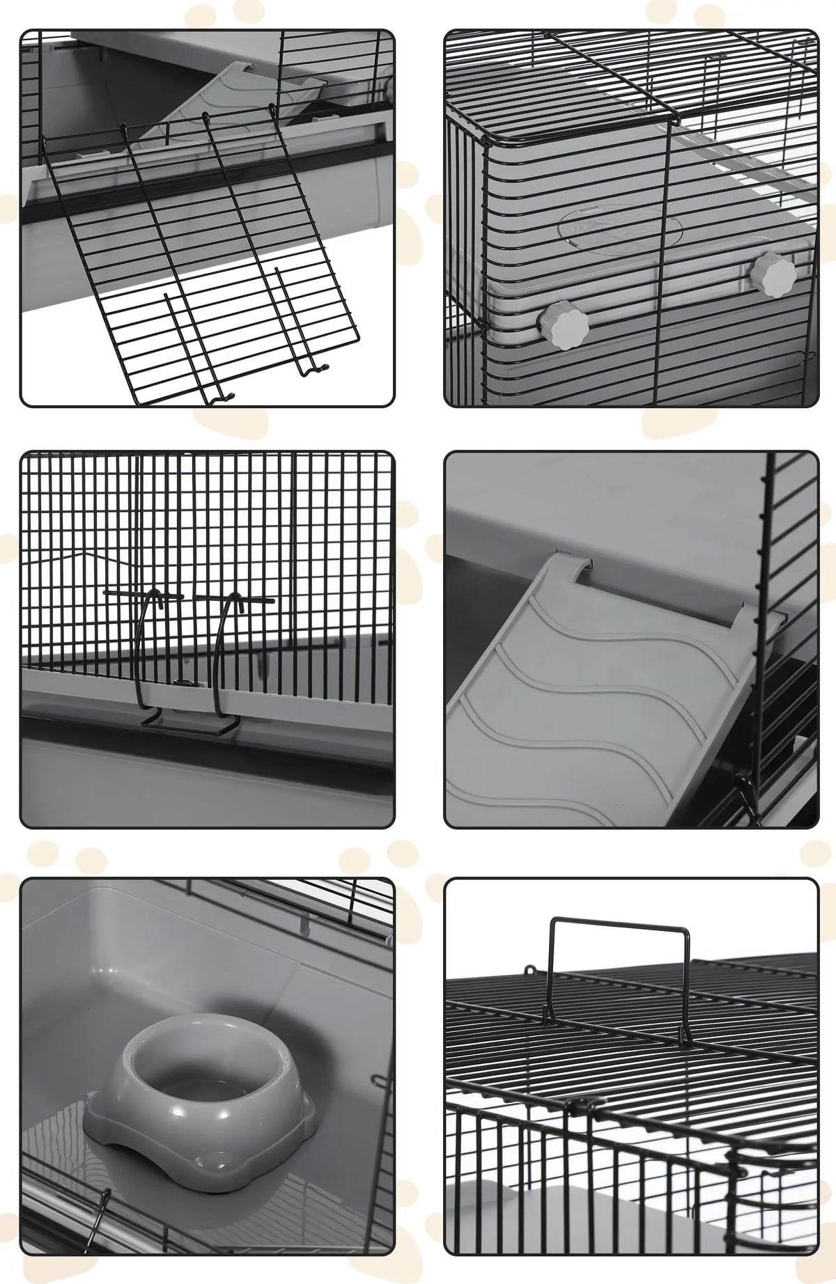 HiMiss Multi Level Small Pet Cage With Detachable Rolling Stand