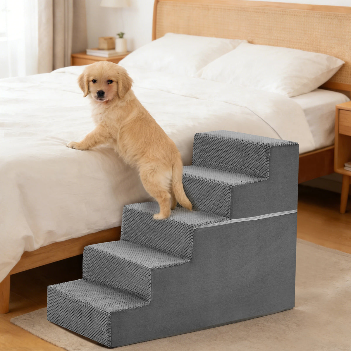 Right Angled Curved Step Foam Dog Ramp Stairs For Pets