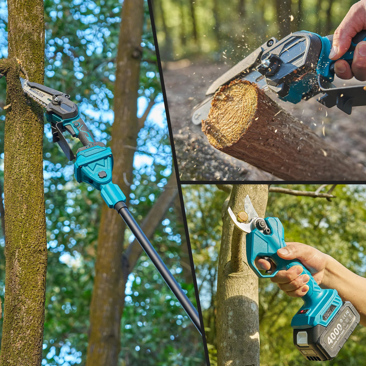 TaskStar Electric Pole Pruner And Mini Chainsaw Combo