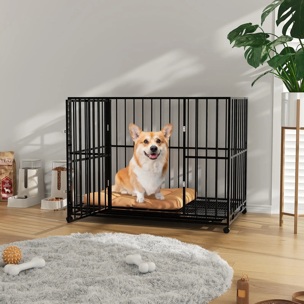 Anixol Heavy Duty Stainless Steel Dog Crate With Lockable Wheels