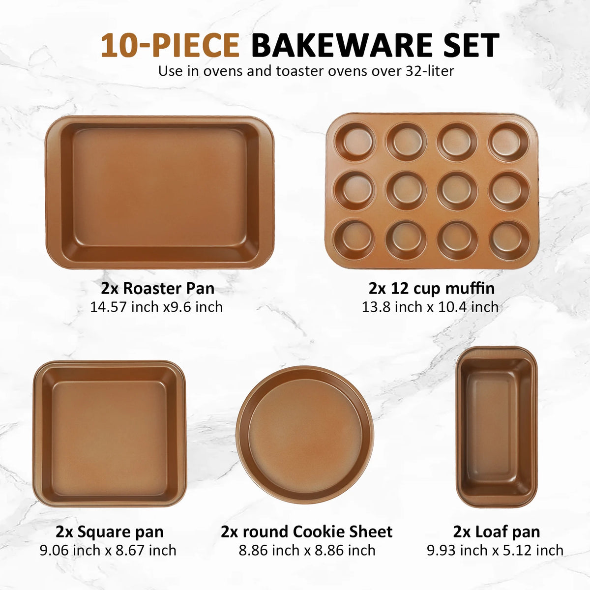 Nonstick Carbon Steel Bakeware Set With Copper Coated Pans