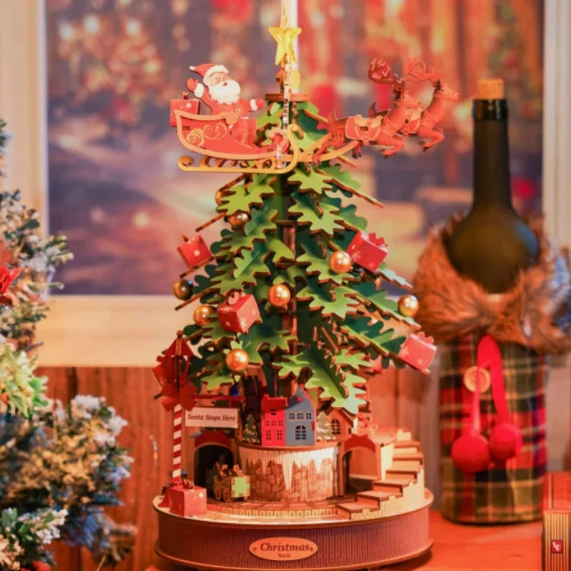Robotime Christmas Melody Tree 3D Wooden Music Box Puzzle Adults