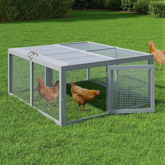 HiMISS Folding Portable Wooden Chicken Coop Run Rabbit Hutch