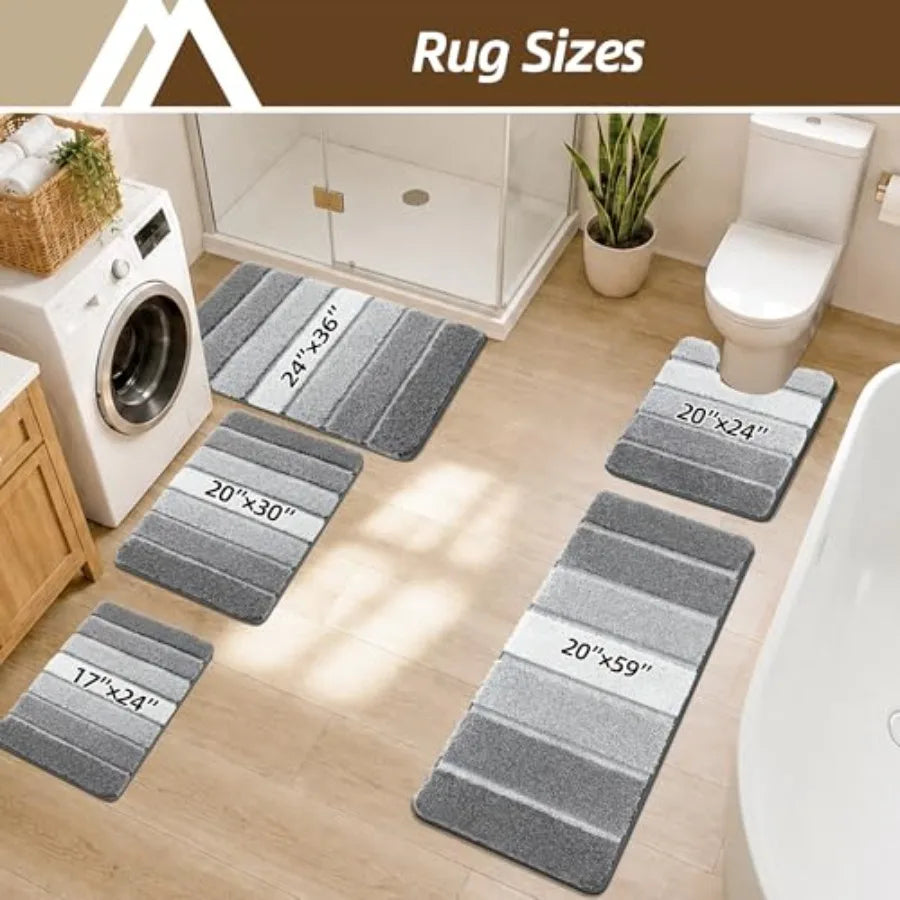 Ultra Soft Absorbent Non Slip Bath Mat Machine Washable Shaggy Rug