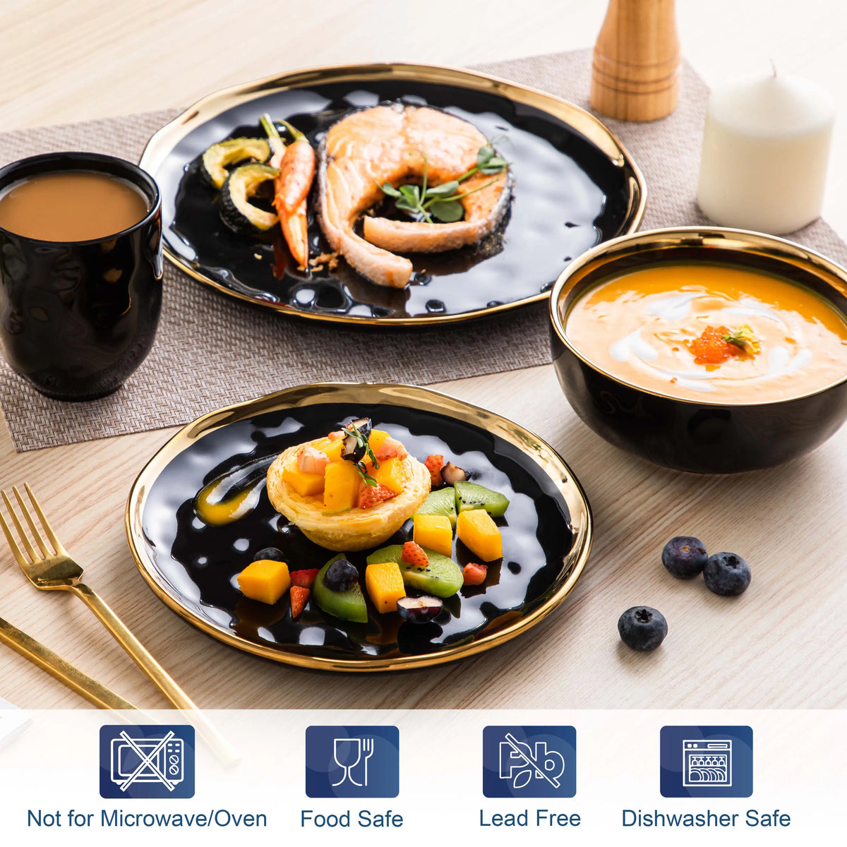 Malacasa Ceramic Dinnerware Set With Plates And Cups