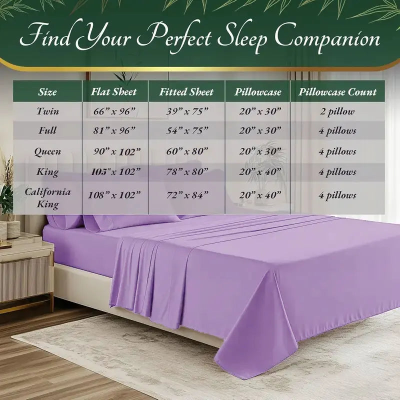 Breathable Bamboo Viscose Cooling Sheet Set Delivers Restful Sleep