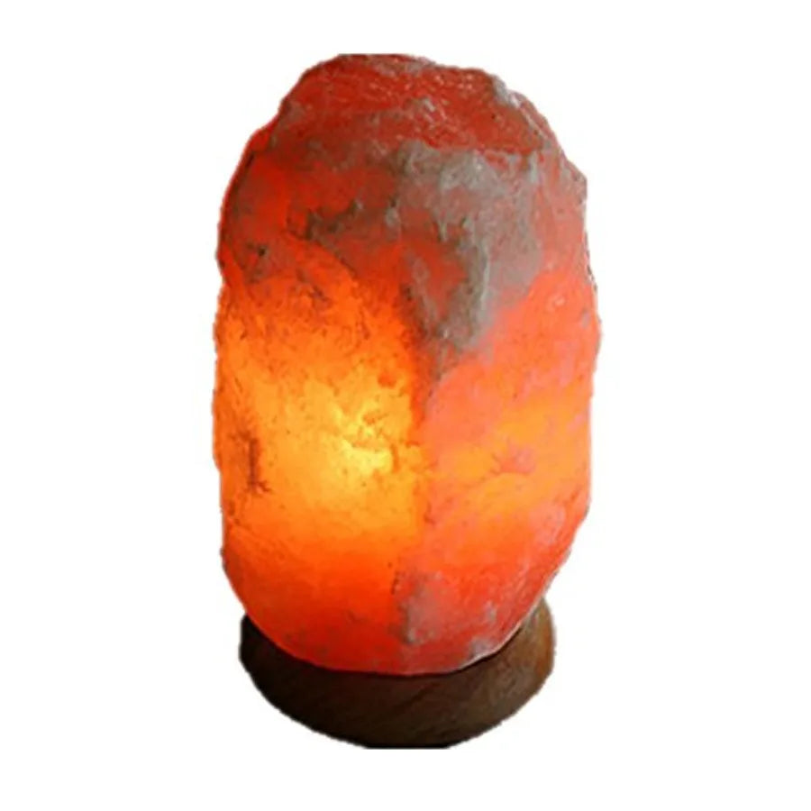 Natural Himalayan Salt Lamp With Wooden Base And Decorative Glow