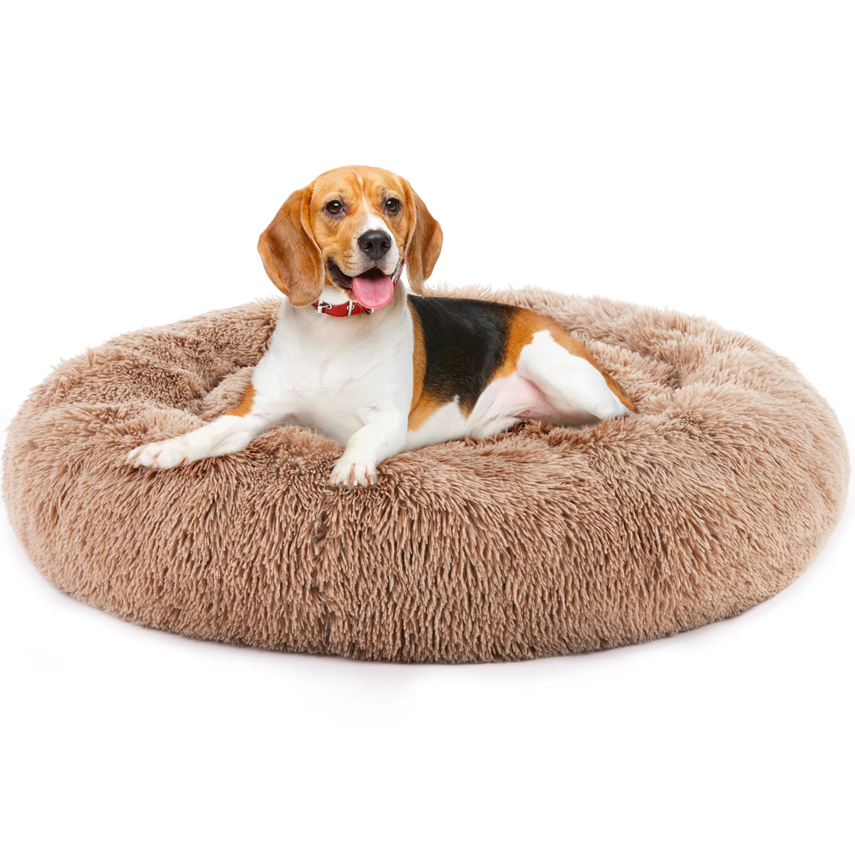 JHK Round Calming Dog Bed With Washable Plush Faux Fur