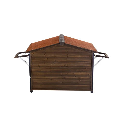 Wooden Doghouse Iron Frame Chew Resistant Heavy Duty Outdoor Kennel