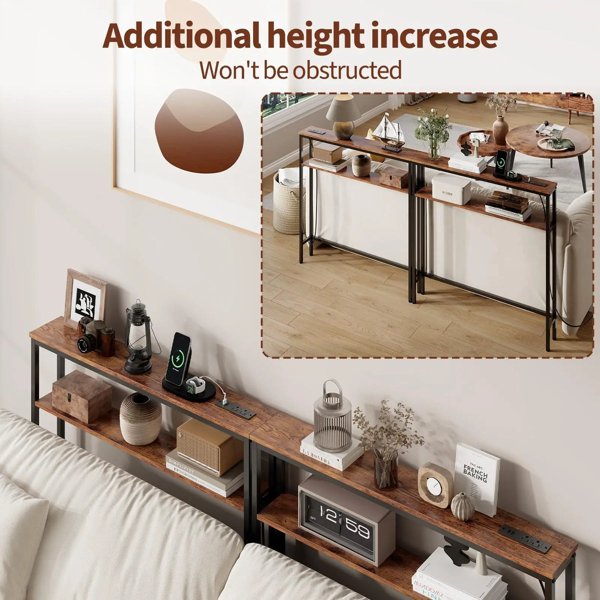 HiMISS Narrow Console Table With Dual USB Charging Ports