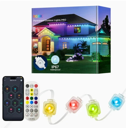 Smart App Remote RGB LED Eave String Lights IP67 Waterproof