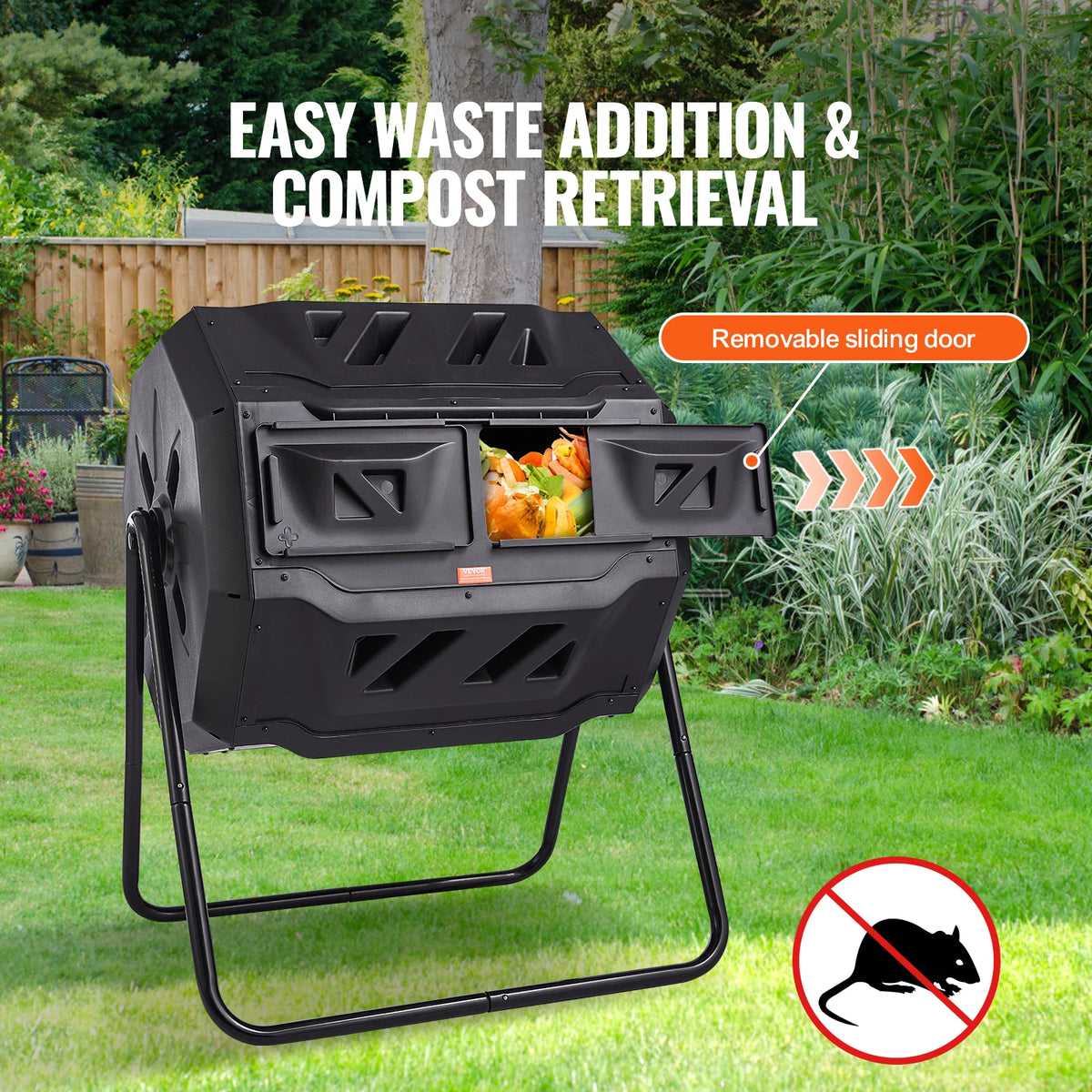 SucceBuy Dual Chamber Tumbling Compost Bin For Outdoor Gardening