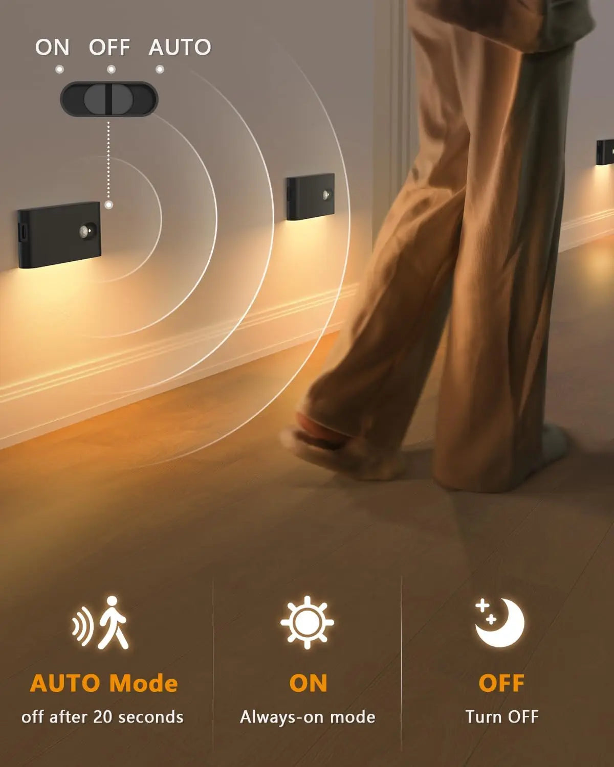 Willed Motion Sensor LED Night Light Wireless Rechargeable Wall Lamp