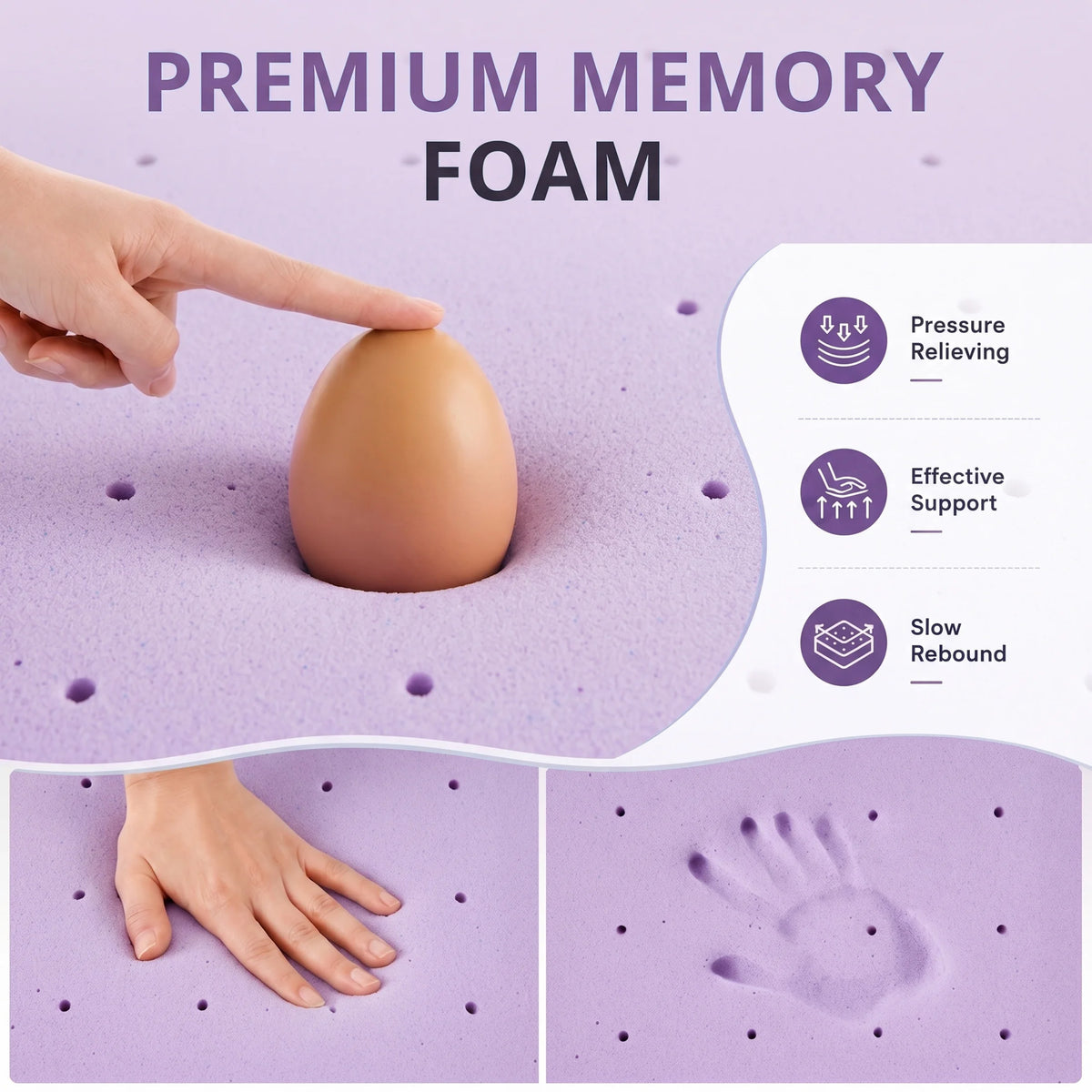 MCQ Premium Gel Infused Memory Foam Cooling Mattress Topper