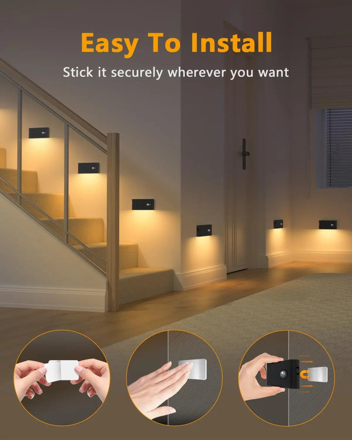 Willed Motion Sensor LED Night Light Wireless Rechargeable Wall Lamp
