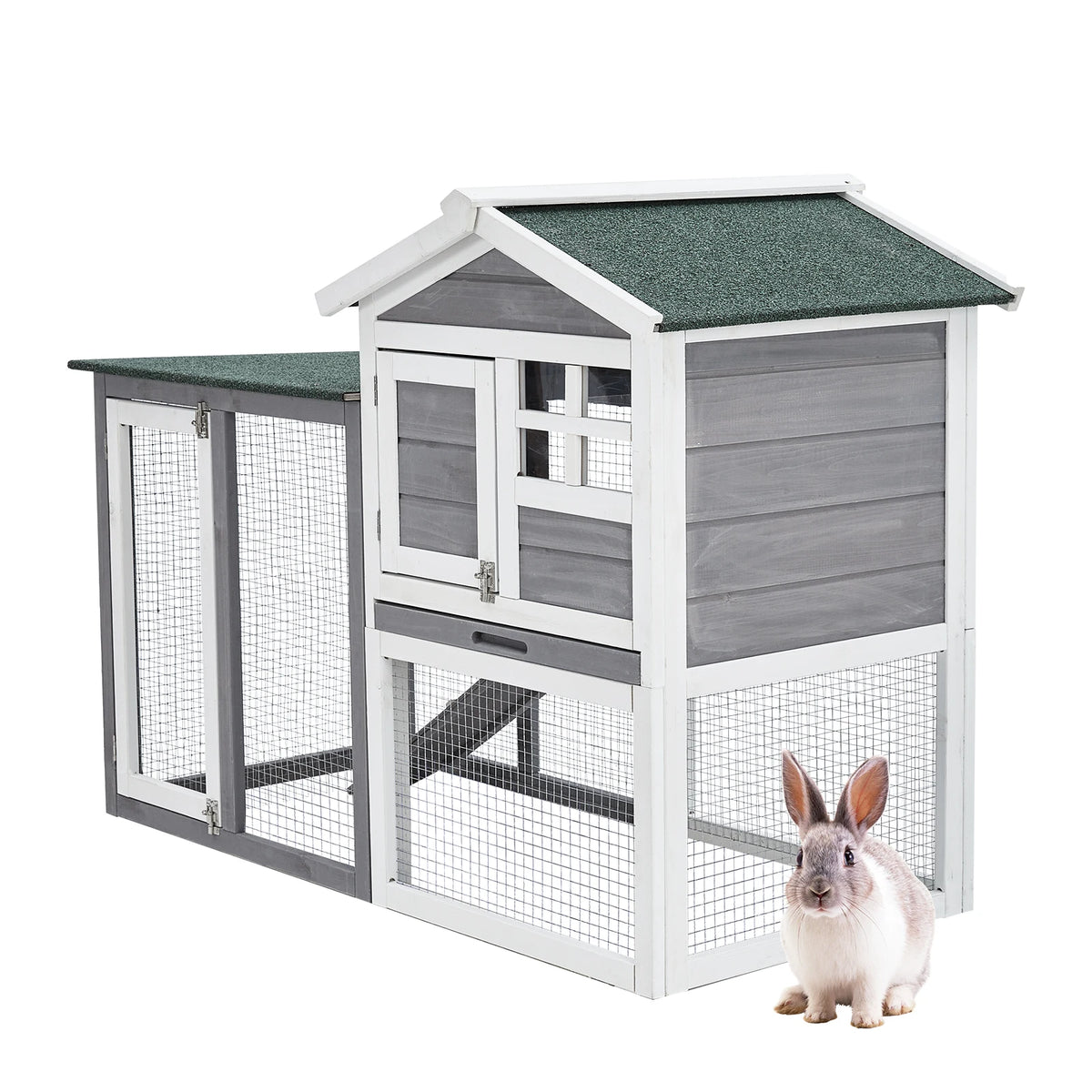 HiMISS Wooden Rabbit Hutch Chicken Coop With Waterproof Roof