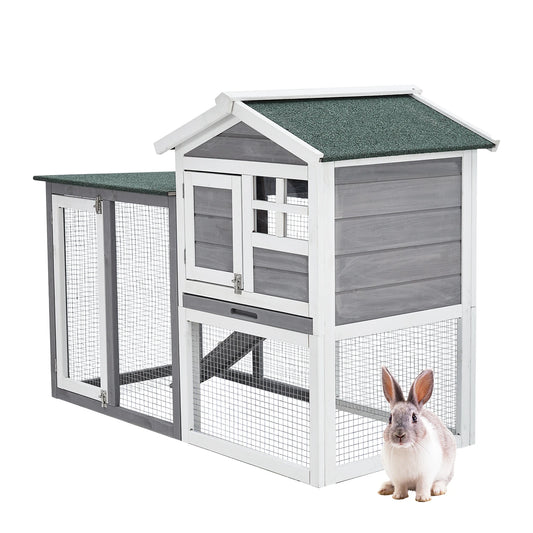 HiMISS Wooden Rabbit Hutch Chicken Coop With Waterproof Roof