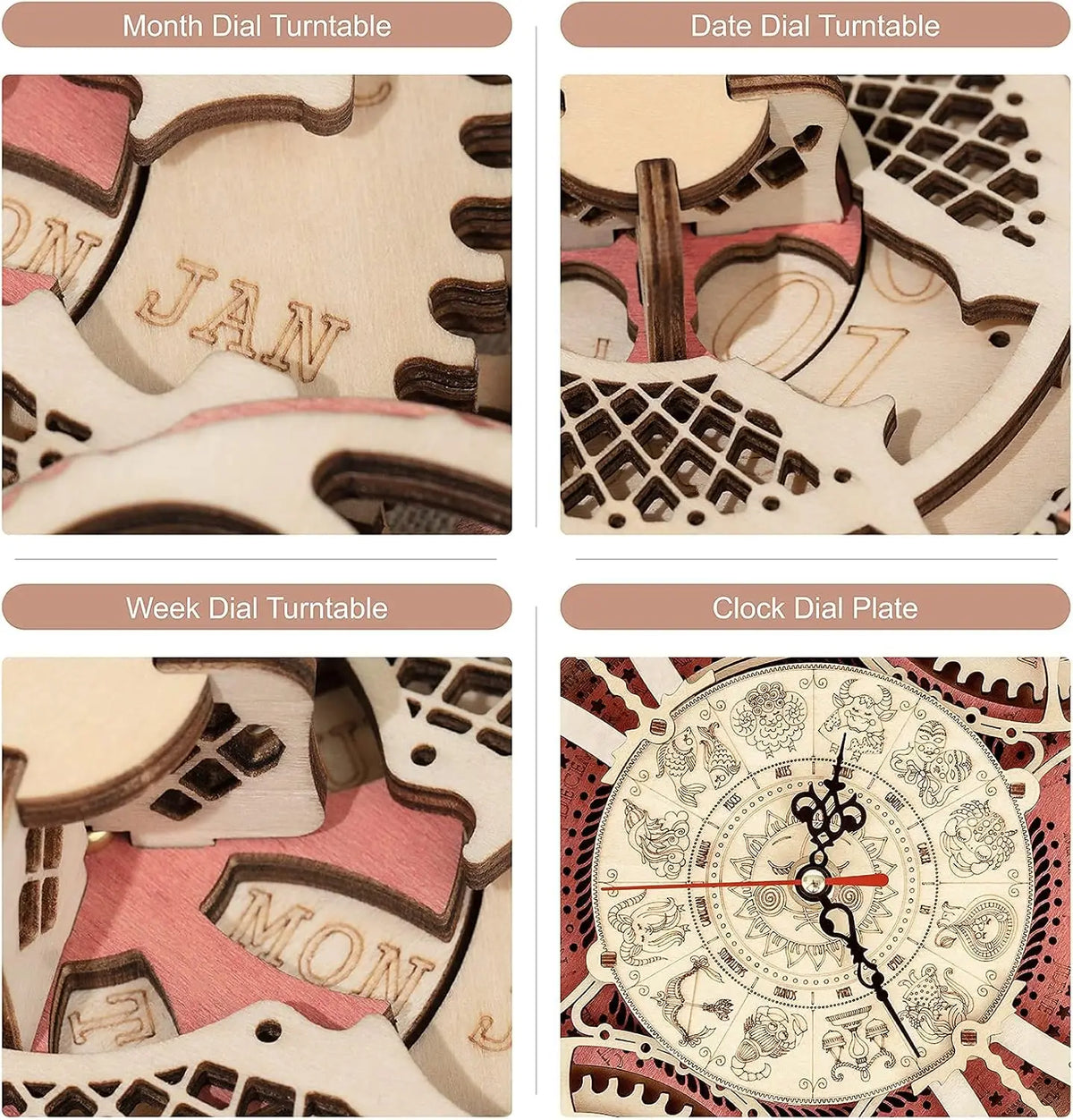 Robotime Wooden Musical Wall Clock 3D DIY Puzzle Kit