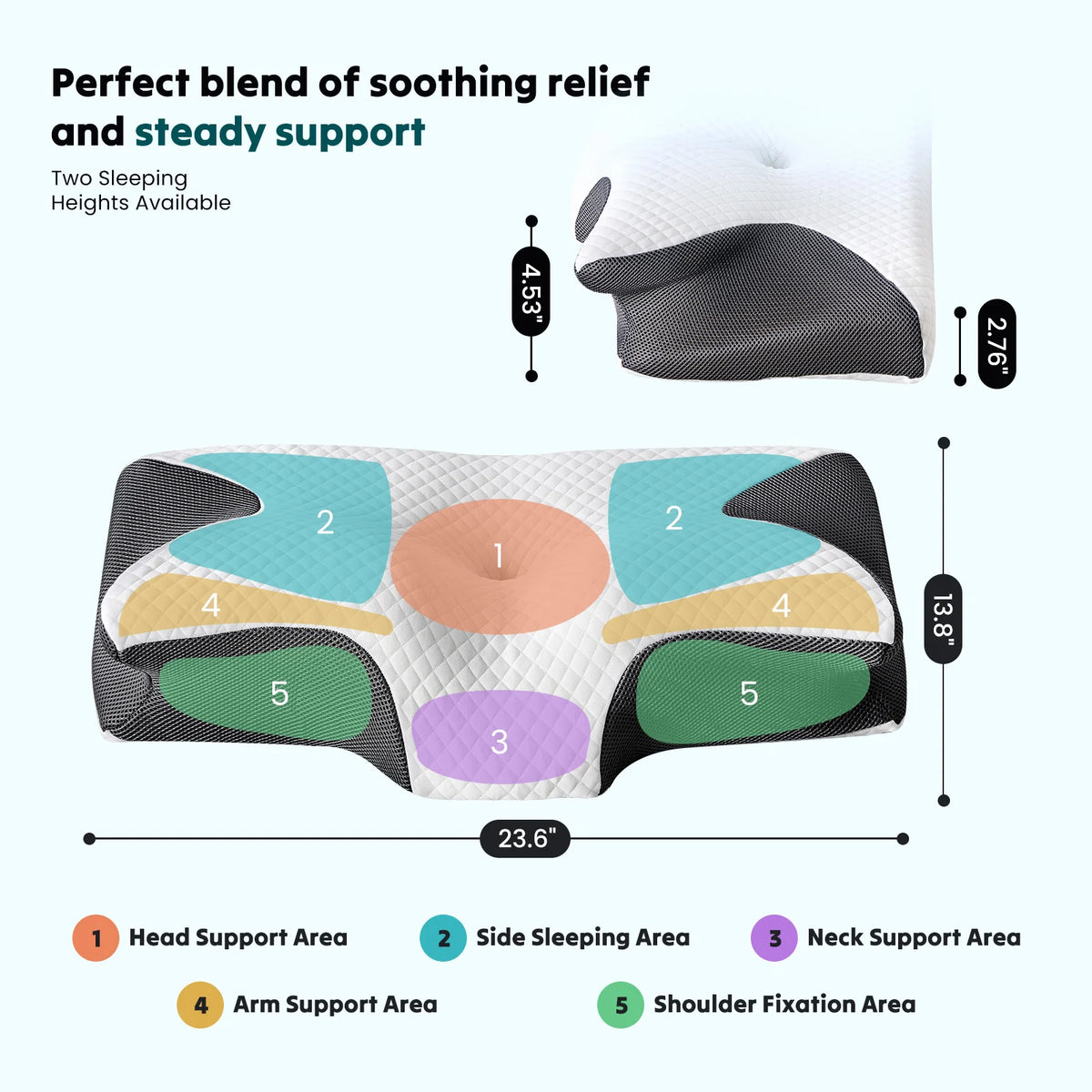 JHK Ergonomic Cervical Neck Memory Foam Pillow With Cooling Cover
