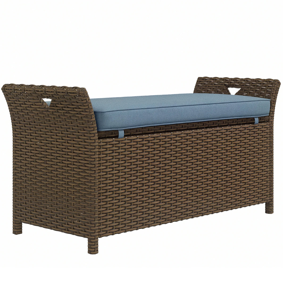 Outsunny Pe Rattan Wicker Storage Bench For Outdoor Patio