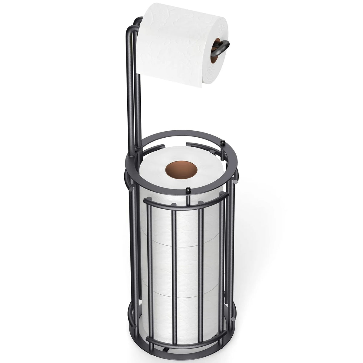 Freestanding Bathroom Toilet Paper Holder With Spare Roll Storage
