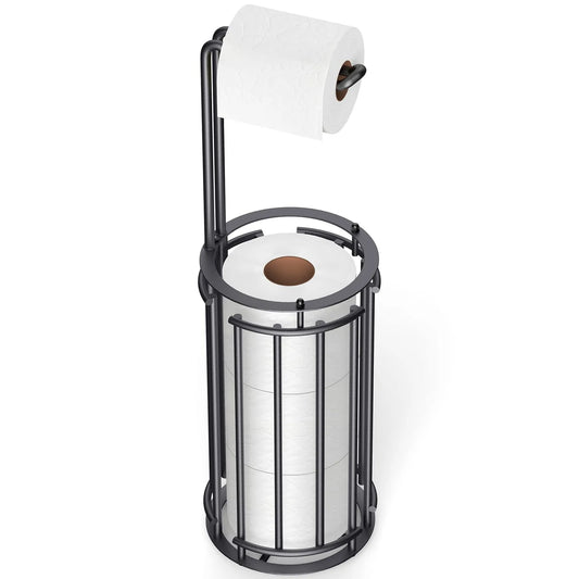 Freestanding Bathroom Toilet Paper Holder With Spare Roll Storage