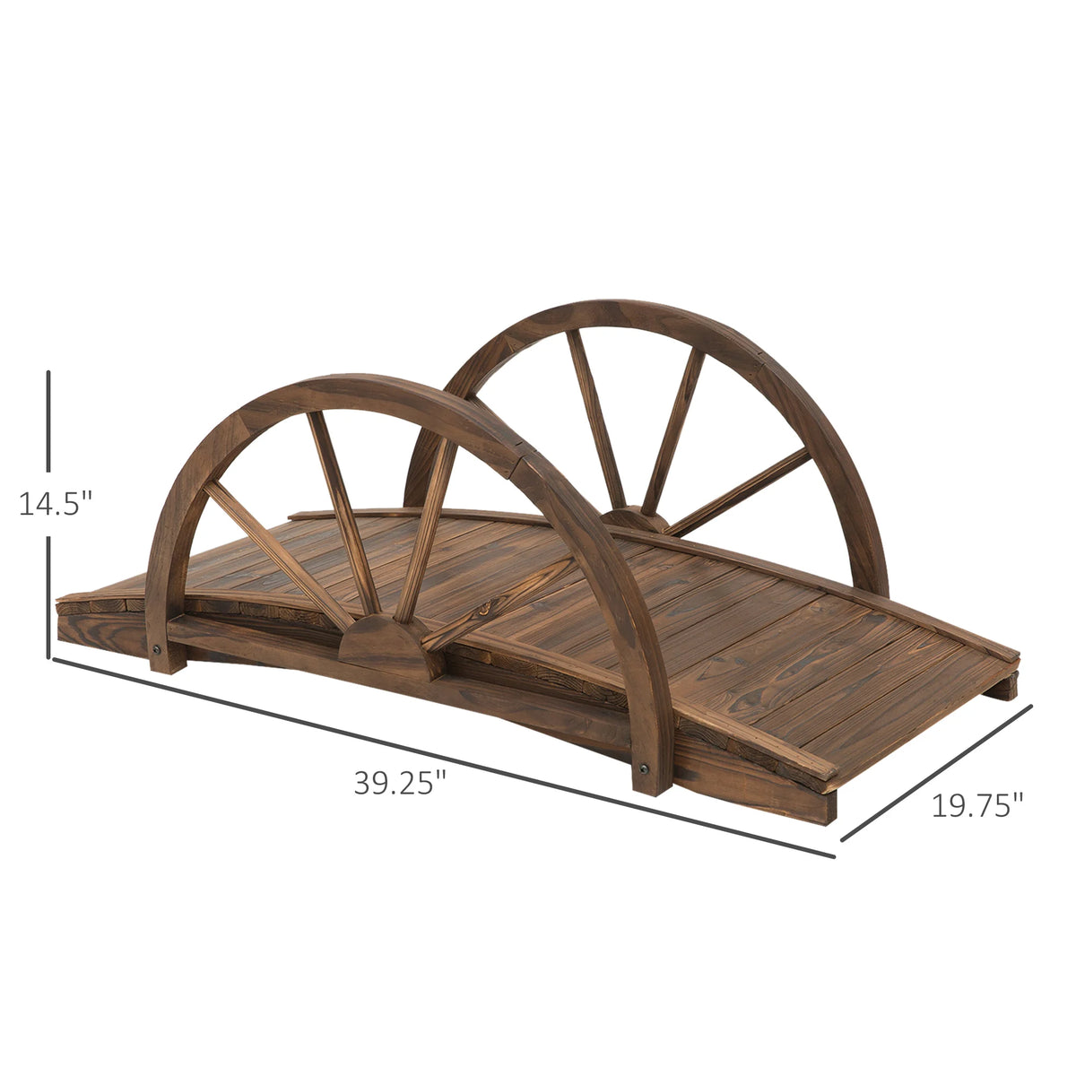 Outsunny Wooden Arch Garden Bridge With Decorative Curved Rails