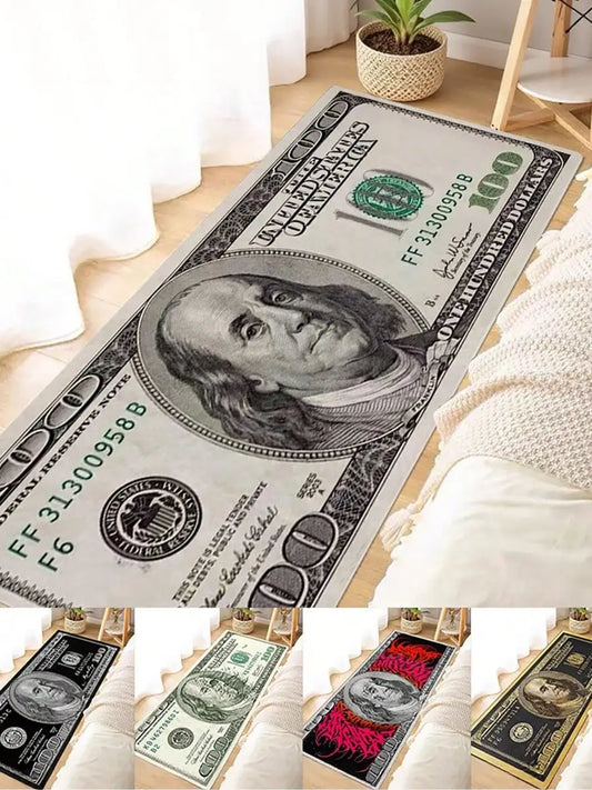 Modern Creative Portrait Dollar Bill Nylon Area Rug Indoor