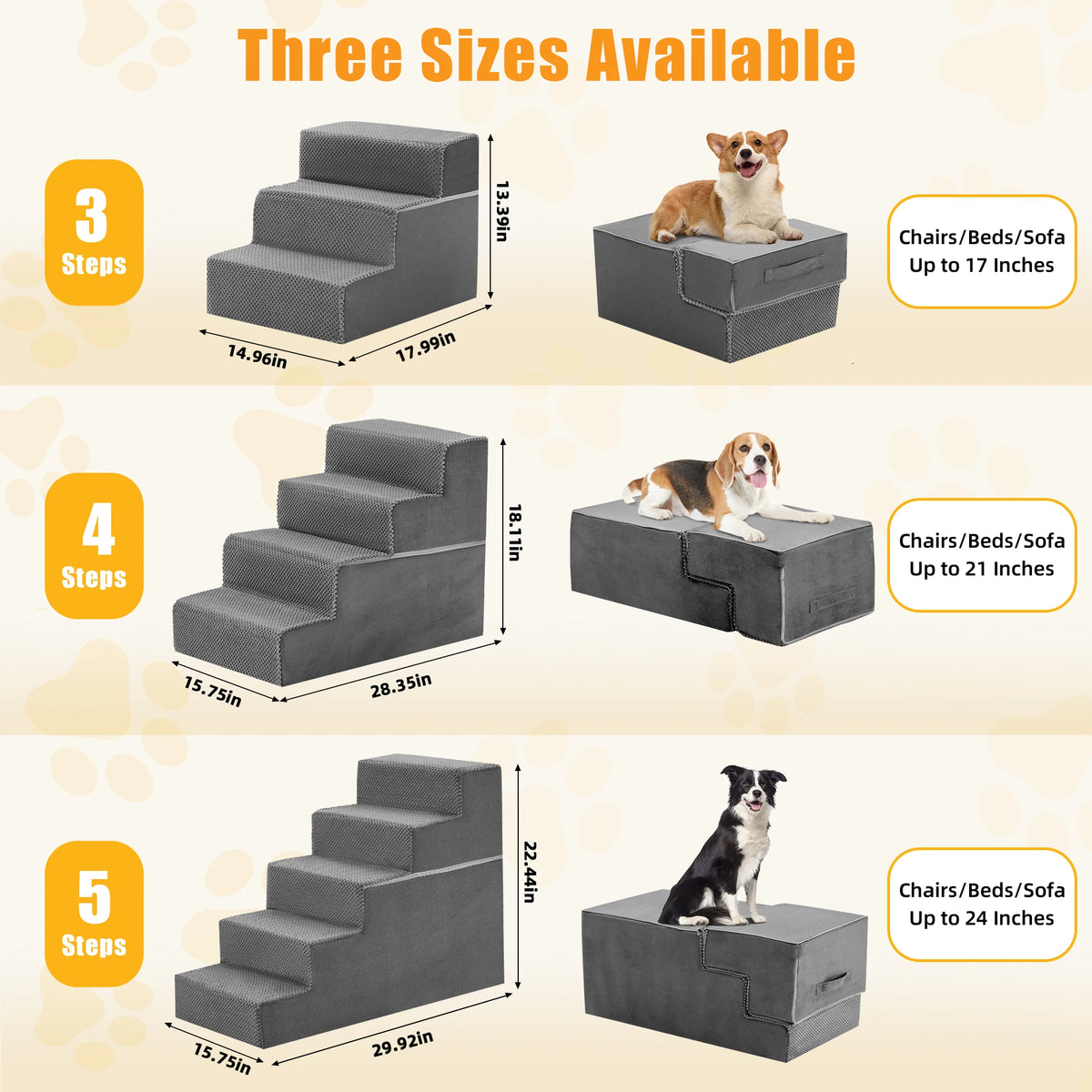 Right Angled Curved Step Foam Dog Ramp Stairs For Pets