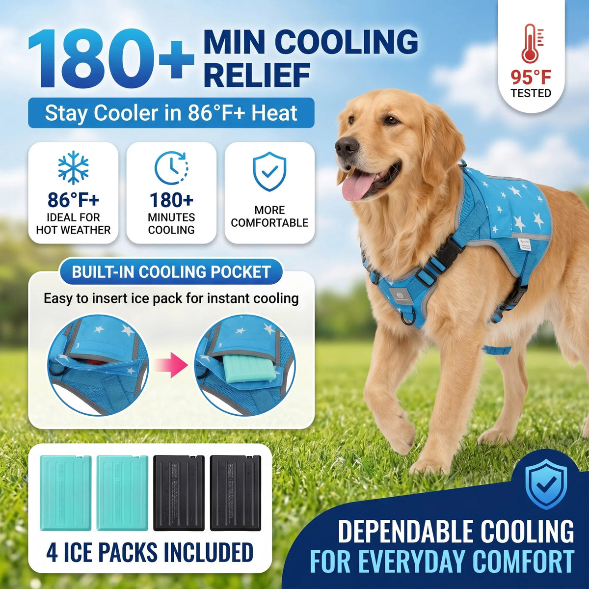 Lightweight Dog Cooling Vest Harness Jacket For Outdoor Walking